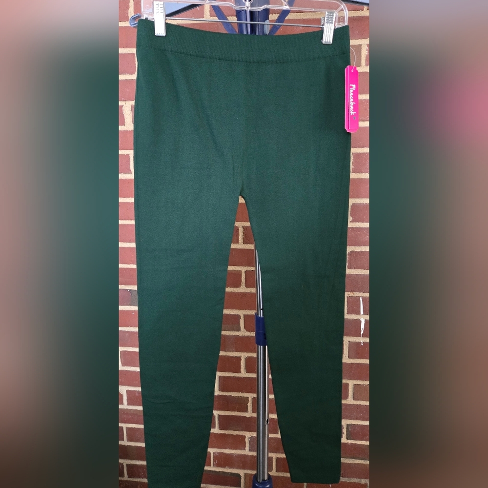 Feathers Maternity Dark Green Leggings One Size Stretch High Waist Soft Comfy - Picture 2 of 6